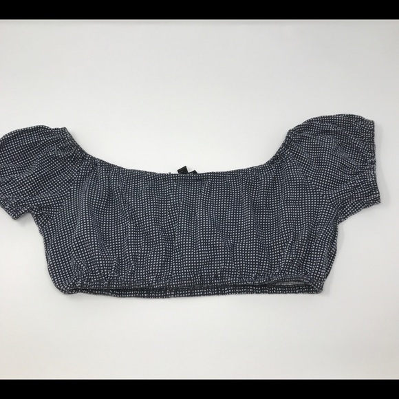 Topshop Black Gingham Crop Top Embroidered Flowers - Picture 7 of 7